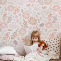 Kids Pastel Floral Botanical Wallpaper Mural 1