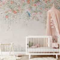 Colorful Ivy Floral and Birds Wallpaper Mural 1