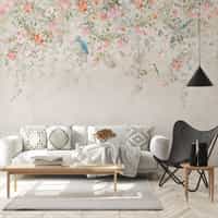 Colorful Ivy Floral and Birds Wallpaper Mural 4