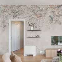 Whimsical Ivy Floral and  Birds Wallpaper Mural 2