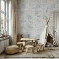 Kids Whimsical Safari Animal and Floral Wallpaper Mural 1