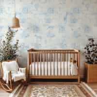 Kids Whimsical Safari Animal and Floral Wallpaper Mural 6
