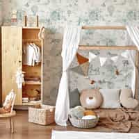 Kids Whimsical Safari Animal and Floral Wallpaper Mural 1