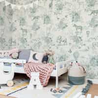 Kids Whimsical Safari Animal and Floral Wallpaper Mural 2