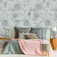 Kids Whimsical Safari Animal and Floral Wallpaper Mural 3
