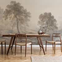 Serene Misty Mountain and River Landscape Wall Mural 3
