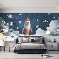 Kids Rocket Ship Cosmic Wallpaper Mural 4
