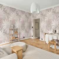 Elegant Pastel Color Lily Leaves Wallpaper Mural 3