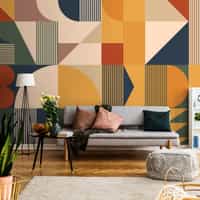 Contemporary Colorful Abstract Geometric Shapes Wallpaper Mural 1
