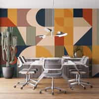 Contemporary Colorful Abstract Geometric Shapes Wallpaper Mural 3