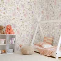 Kids Romantic Watercolor Floral Wallpaper Mural 2