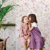 Kids Romantic Watercolor Floral Wallpaper Mural 6