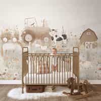 Kids Pastel Farm Animals Wallpaper Mural 5