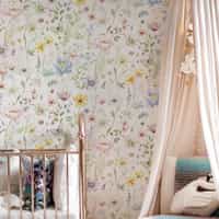 Kids Colorful Wildflower Garden and Butterflies Wallpaper Mural 1