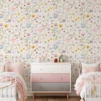 Kids Colorful Wildflower Garden and Butterflies Wallpaper Mural 2