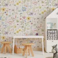 Kids Colorful Wildflower Garden and Butterflies Wallpaper Mural 3
