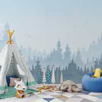 Kids Peaceful Forest Silhouette Wallpaper Mural 4