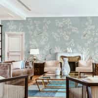 Elegant Chinoiserie Birds and Leaves Wallpaper Mural 1