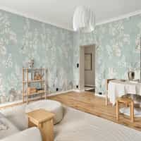 Elegant Chinoiserie Birds and Leaves Wallpaper Mural 2
