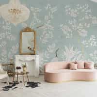 Elegant Chinoiserie Birds and Leaves Wallpaper Mural 5