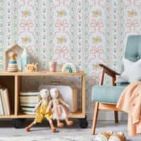 Charming Ribbon and Flowers Wallpaper Mural 1