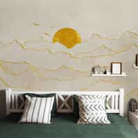 Elegant Sunset Mountain Landscape Wallpaper Mural 4