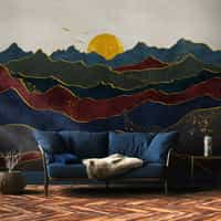 Elegant Sunset Mountain Landscape Wallpaper Mural 1