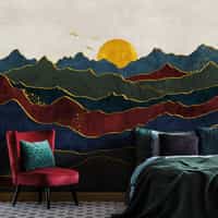 Elegant Sunset Mountain Landscape Wallpaper Mural 2