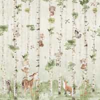 Cute Animals and Birch Tree Kids Wallpaper 6