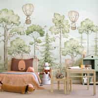 Cute Forest Animals with Balloon Wallpaper Mural 2