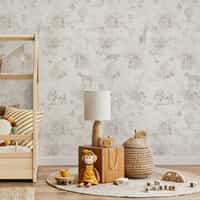Kids Whimsical Safari Animal and Floral Wallpaper Mural 2