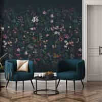 Enchanting Nocturnal Floral Garden Wallpaper Mural 1