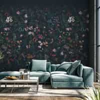 Enchanting Nocturnal Floral Garden Wallpaper Mural 2