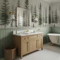 Misty Pine Forest Nature Landscape Wallpaper Mural 2