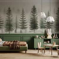 Misty Pine Forest Nature Landscape Wallpaper Mural 3