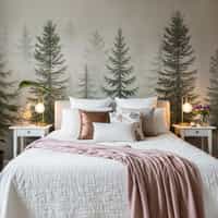 Misty Pine Forest Nature Landscape Wallpaper Mural 4