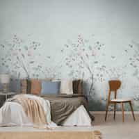 Soft Chinoiserie Floral Garden Wallpaper Mural 6