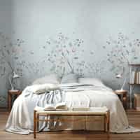 Soft Chinoiserie Floral Garden Wallpaper Mural 1