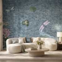 Peaceful Dragonfly And Lotus Pond Lake Wallpaper Mural 1