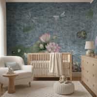 Peaceful Dragonfly And Lotus Pond Lake Wallpaper Mural 4