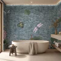 Peaceful Dragonfly And Lotus Pond Lake Wallpaper Mural 5