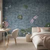 Peaceful Dragonfly And Lotus Pond Lake Wallpaper Mural 3