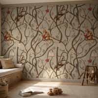 Kids Playful Monkey Forest Wallpaper Mural 1