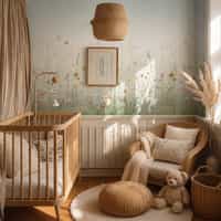 Kids Whimsical Fox Meadow Floral Wallpaper Mural 4