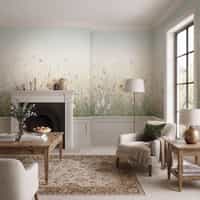 Kids Whimsical Fox Meadow Floral Wallpaper Mural 3