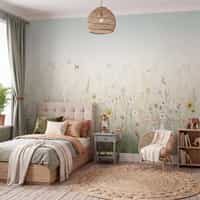 Kids Whimsical Fox Meadow Floral Wallpaper Mural 5