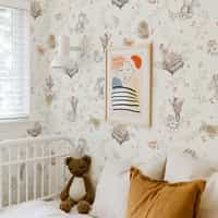 Nursery Playful Animal Musicians and Flowers Wallpaper Mural 2