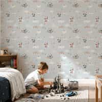 Kids Watercolor Panda Airplane Clouds Wallpaper Mural 4