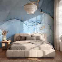 Powder Blue Marble Wallpaper Mural 1