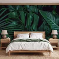 Tropical Wallpaper Mural with Dark Green Foliage 2